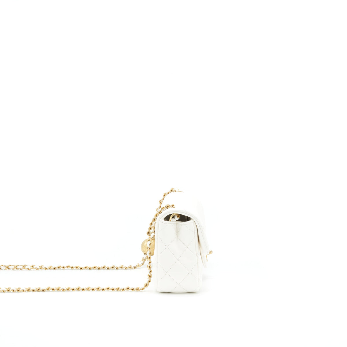 CHANEL MINI RECTANGULAR PEARL CRUSH WHITE GHW