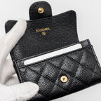 CHANEL CLASSIC FLAP CARD HOLDER CAVIAR BLACK GHW (MICROCHIP)