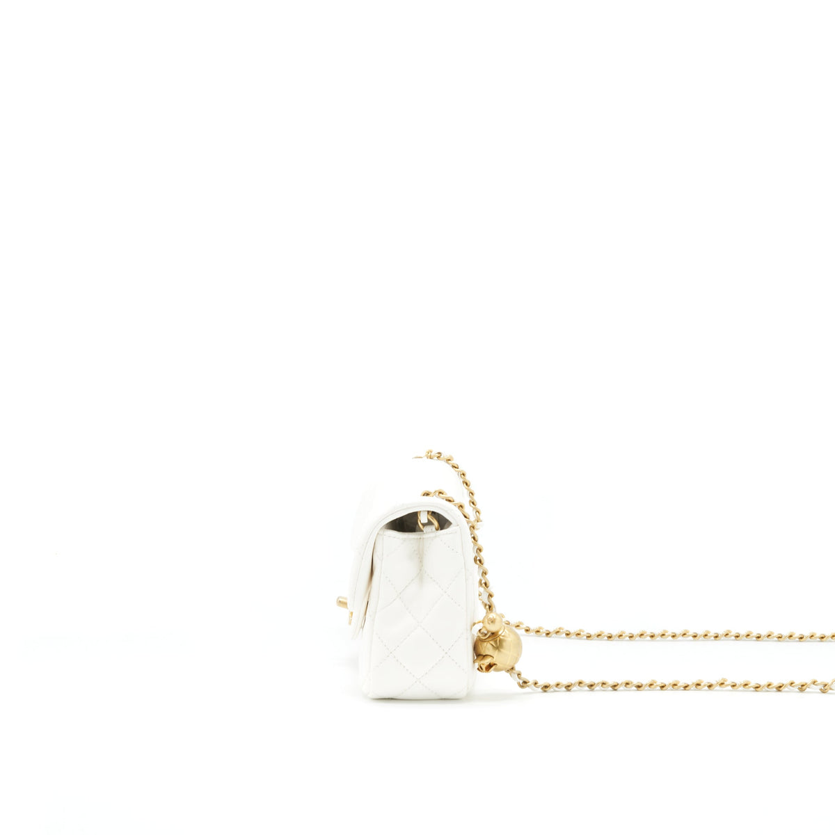 CHANEL MINI RECTANGULAR PEARL CRUSH WHITE GHW