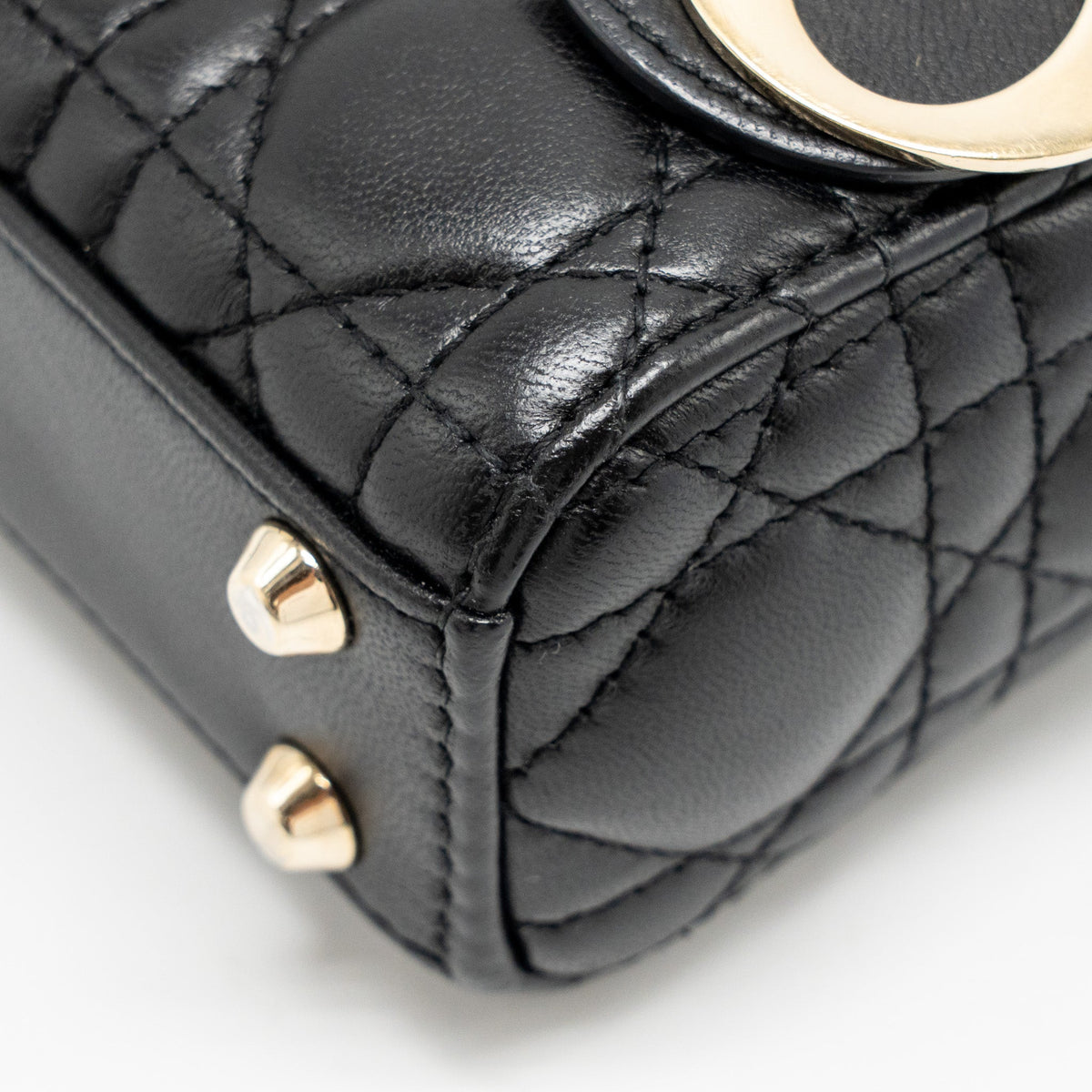 DIOR MICRO LADY DIOR LAMBSKIN BLACK LGHW