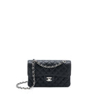 CHANEL SMALL CLASSIC FLAP BAG CAVIAR BLACK SHW(MICROCHIP)
