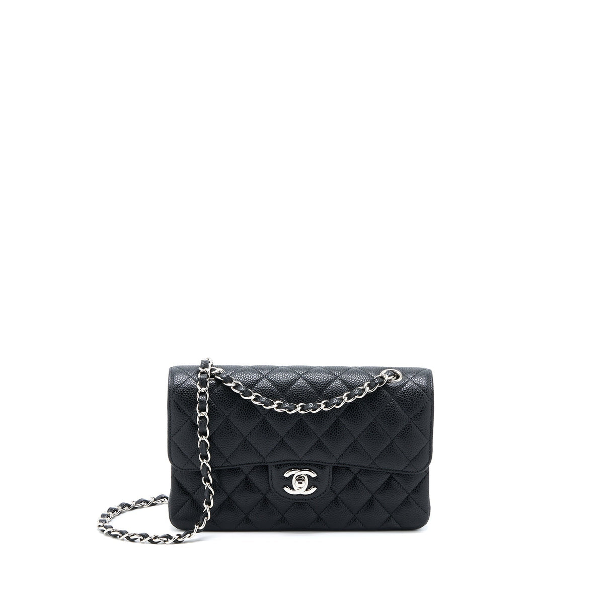 CHANEL SMALL CLASSIC FLAP BAG CAVIAR BLACK SHW(MICROCHIP)