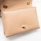 Chanel Pearl Chain Flap Bag Calfskin Beige GHW (Microchip)