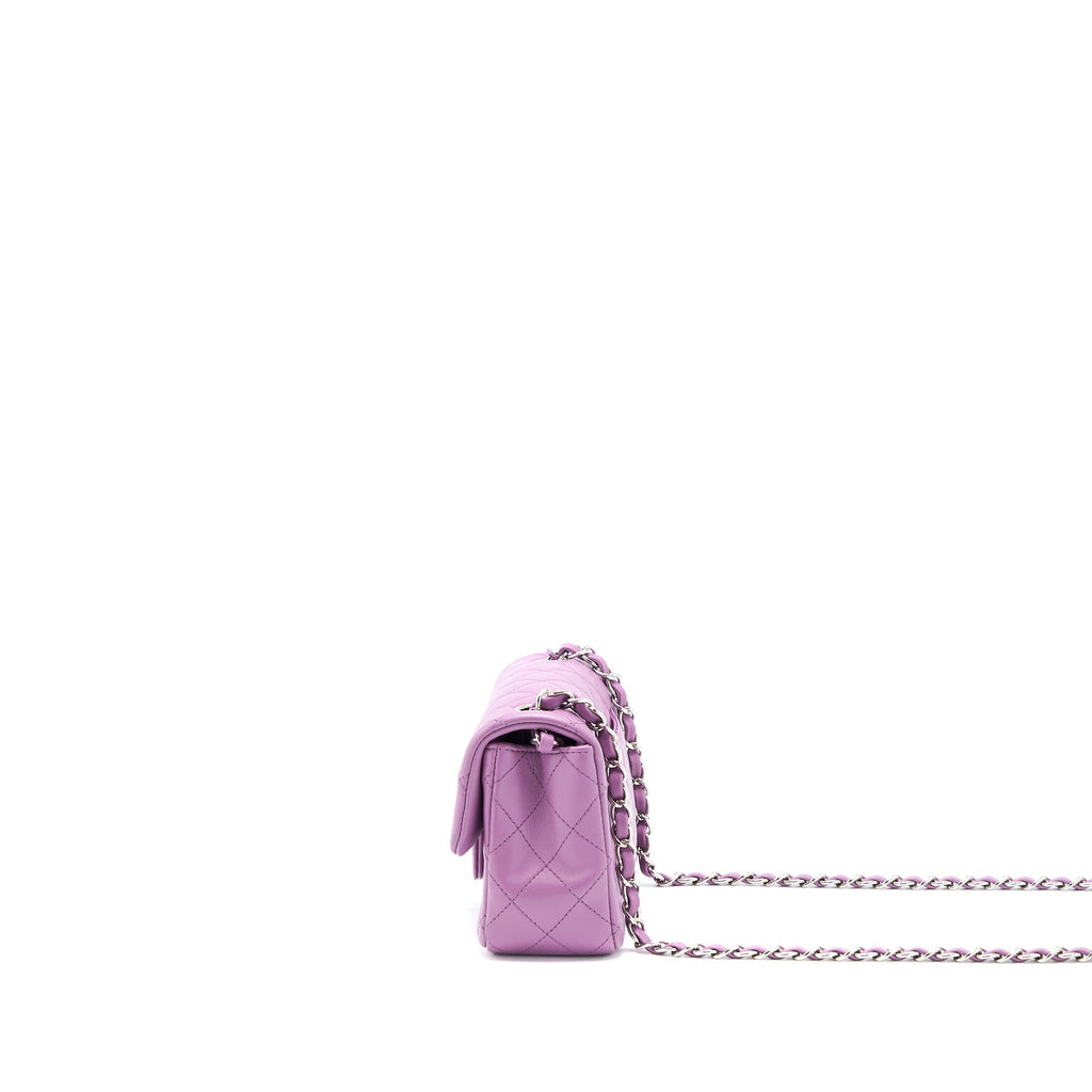CHANEL MINI RECTANGULAR FLAP BAG LAMBSKIN PURPLE SHW