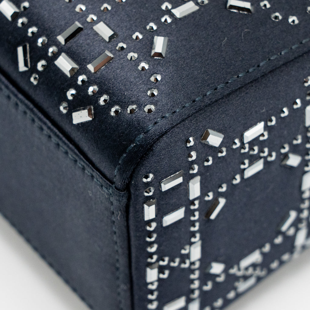 DIOR MINI LADY DIOR SATIN CRYSTAL DARK BLUE SHW
