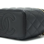 CHANEL 22A TOP HANDLE LONG VANITY WITH CHAIN LAMBSKIN BLACK LGHW