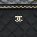 CHANEL 22A TOP HANDLE LONG VANITY WITH CHAIN LAMBSKIN BLACK LGHW