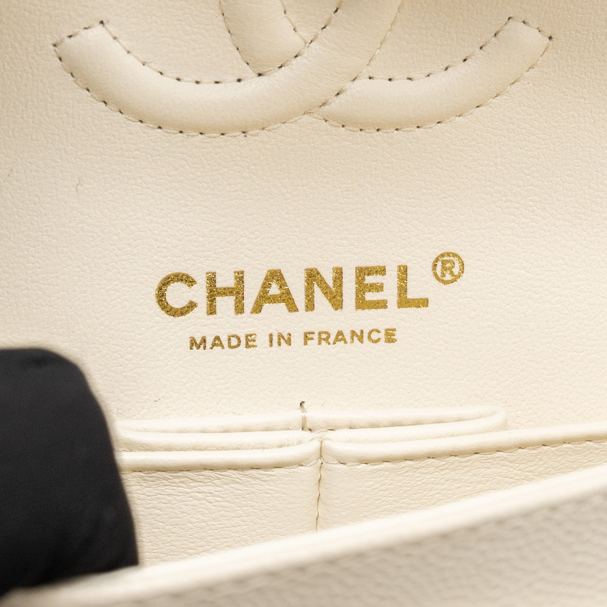 Chanel Small Classic Double Flap Bag Caviar Ivory LGHW (Microchip)