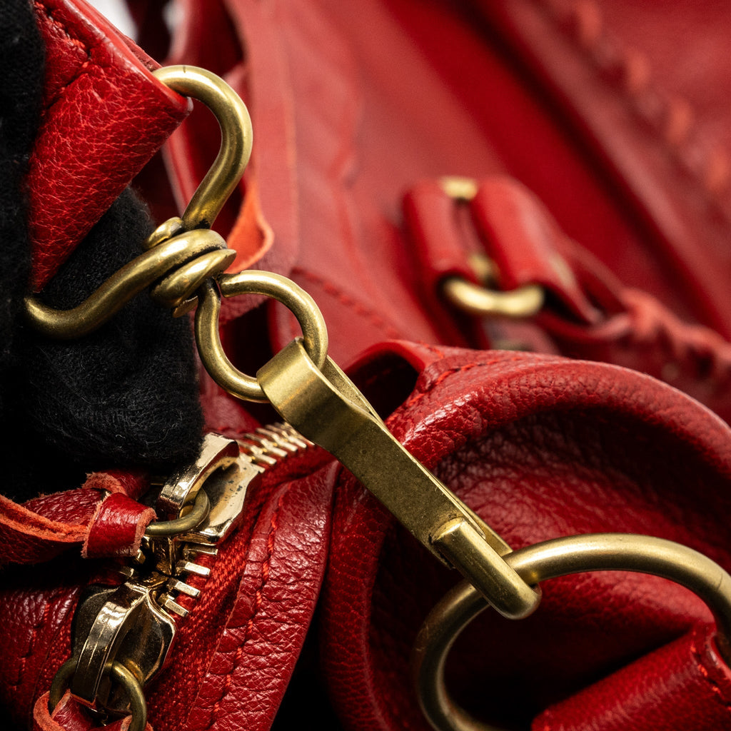 BALENCIAGA CITY BAG LEATHER RED LGHW