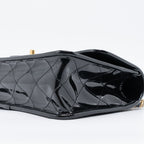 CHANEL 22K TOP HANDLE MESSENGER BAG PATENT LEATHER BLACK BRUSHED GHW (MICROCHIP)