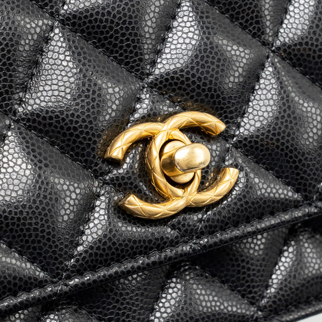 Chanel 23a mini wallet on chain caviar black GHW (microchip)