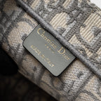 DIOR LARGE BOOK TOTE DIOR OBLIQUE EMBROIDERY ECRU/ GREY