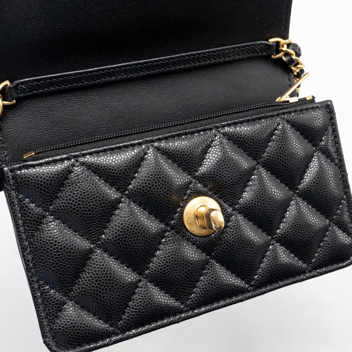 Chanel 23a mini wallet on chain caviar black GHW (microchip)