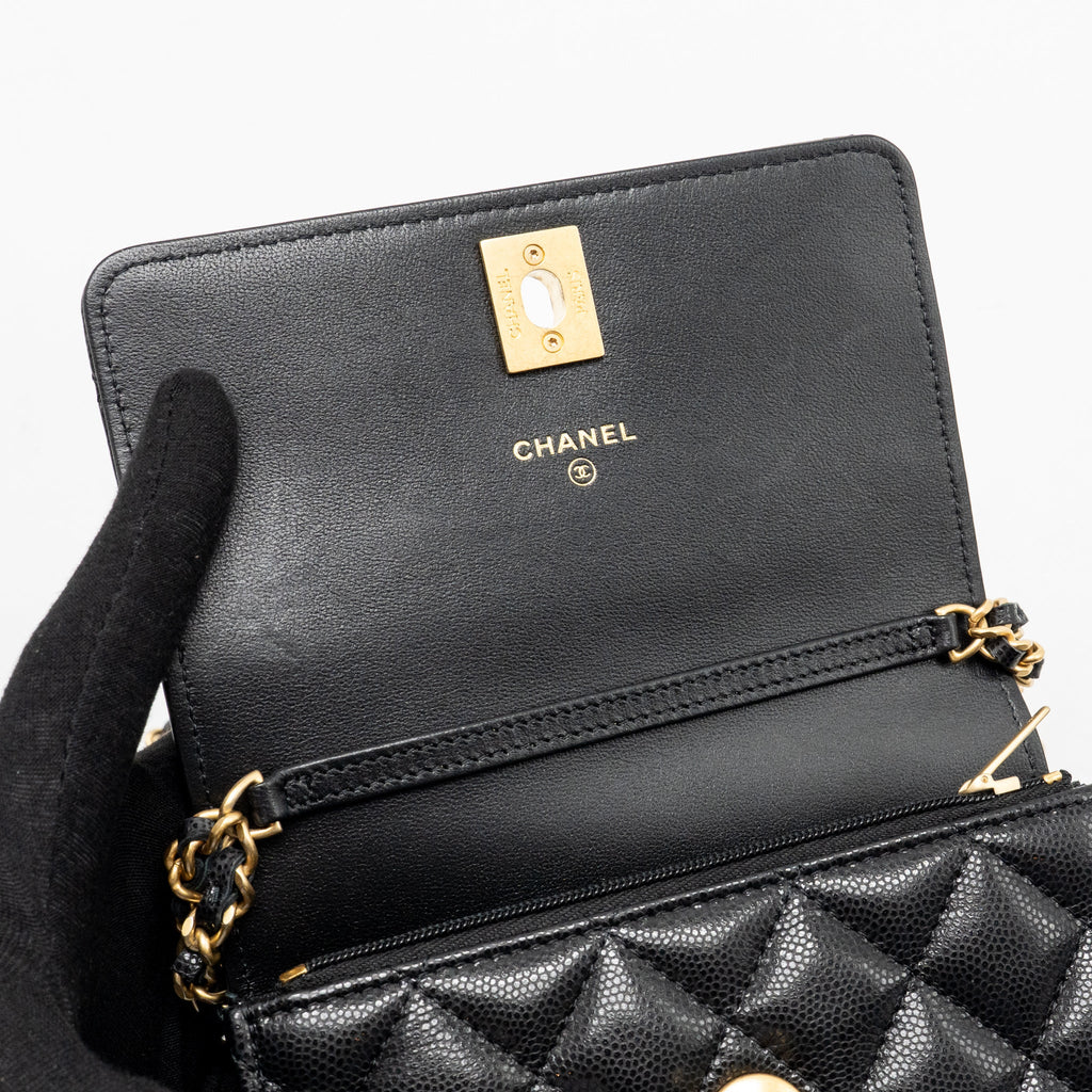 Chanel 23a mini wallet on chain caviar black GHW (microchip)