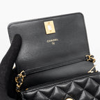 Chanel 23a mini wallet on chain caviar black GHW (microchip)