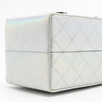 Chanel 14K limited edition Minaudiere runway lait de coco milk carton evening chain bag goatskin iridescent silver shiny ruthenium hardware