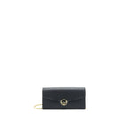 FENDI GRAINED CALFSKIN WALLET WITH CHAIN BLACK GHW