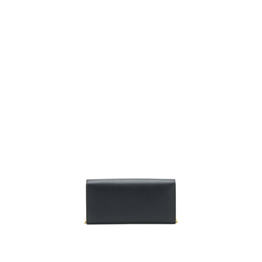 FENDI GRAINED CALFSKIN WALLET WITH CHAIN BLACK GHW