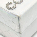 Chanel 14K limited edition Minaudiere runway lait de coco milk carton evening chain bag goatskin iridescent silver shiny ruthenium hardware