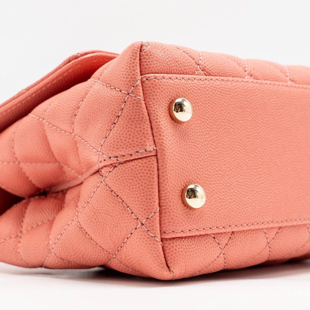 CHANEL SMALL COCO HANDLE CAVIAR PINK LGHW (MICROCHIP)