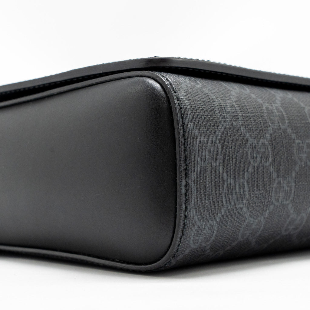 GUCCI MESSENGER BAG GG SUPREME CANVAS BLACK MULTICOLOUR STRAP SHW