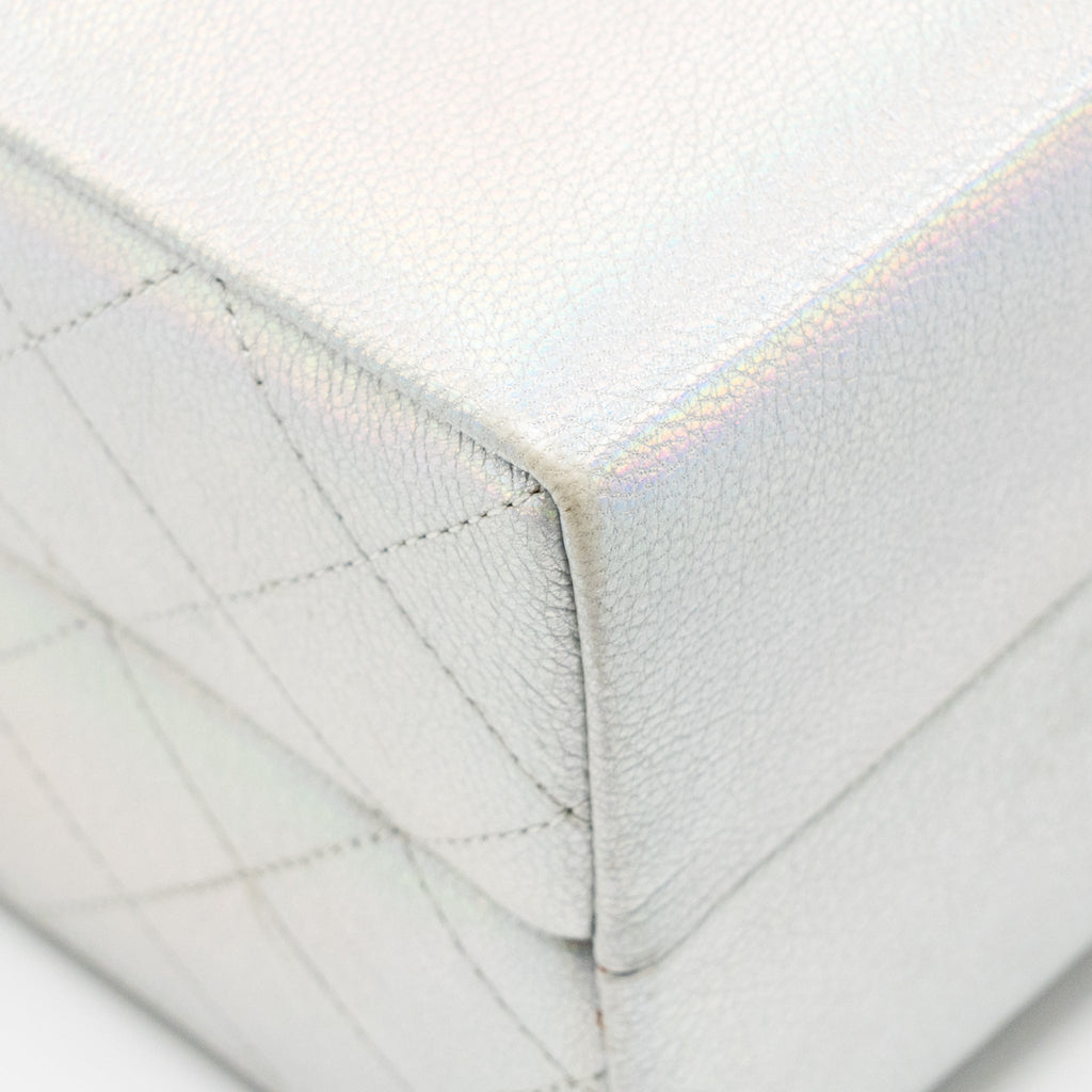 Chanel 14K limited edition Minaudiere runway lait de coco milk carton evening chain bag goatskin iridescent silver shiny ruthenium hardware