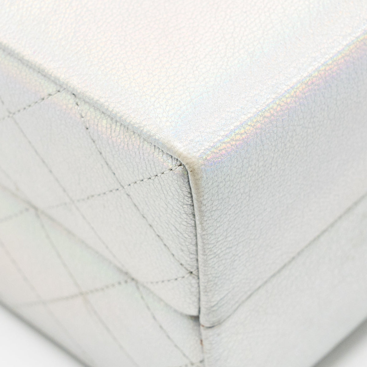 Chanel 14K limited edition Minaudiere runway lait de coco milk carton evening chain bag goatskin iridescent silver shiny ruthenium hardware