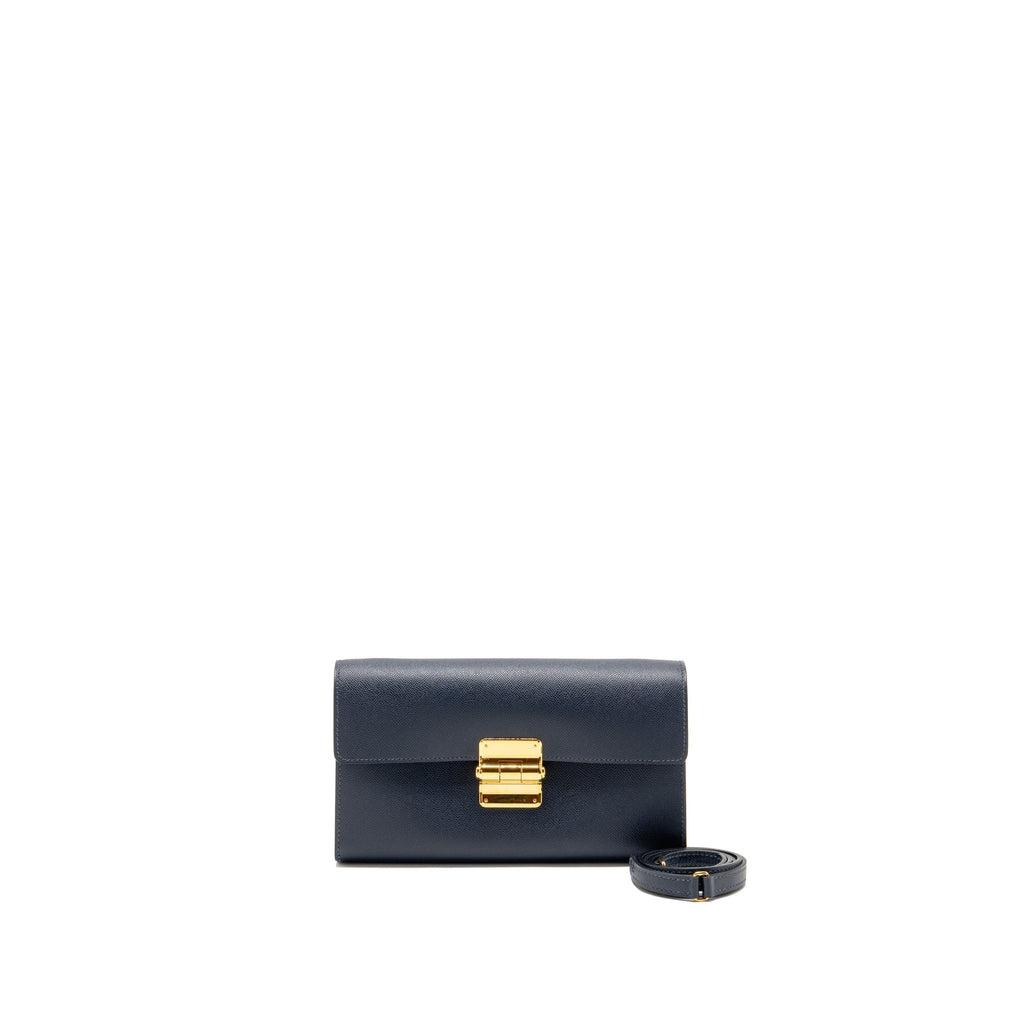 HERMES Charniere to go pouch Madame Blue Nuit GHW