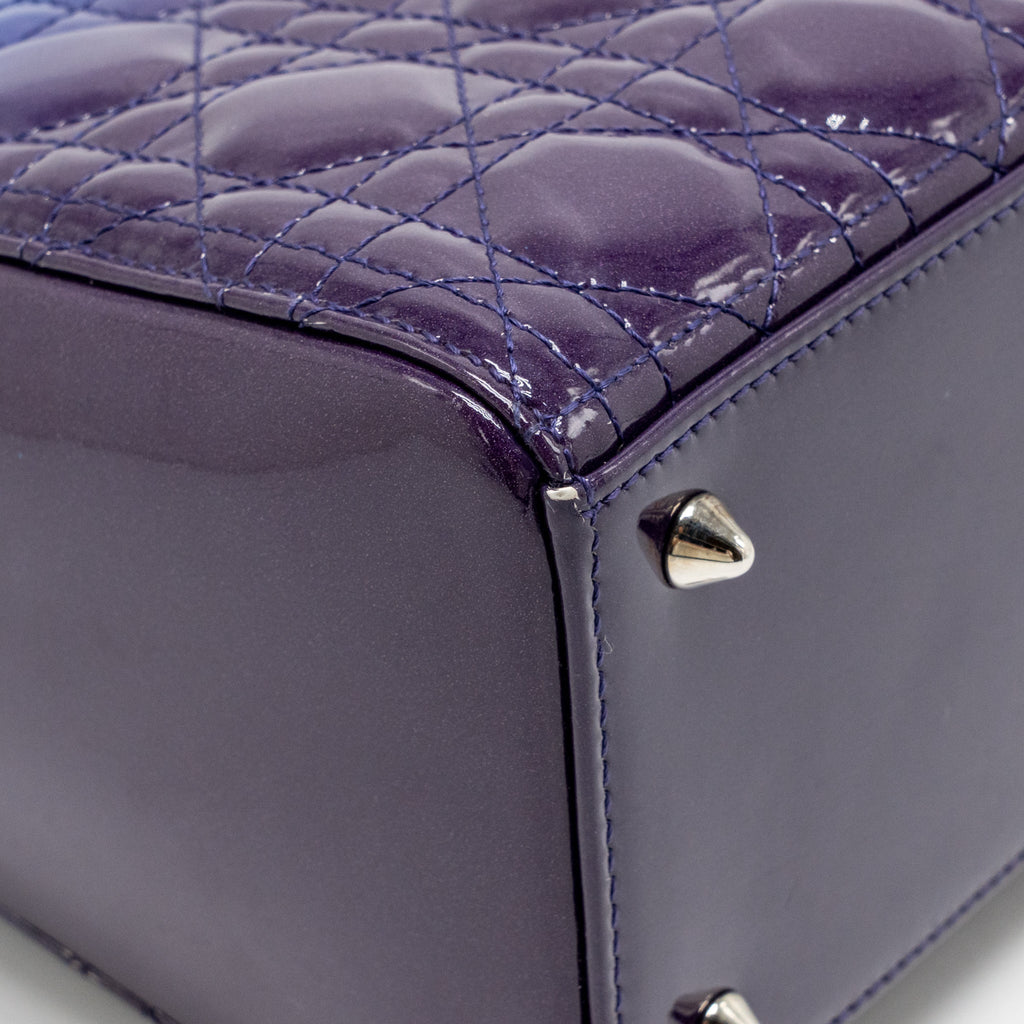 Dior medium lady dior patent leather blue/purple SHW