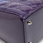 Dior medium lady dior patent leather blue/purple SHW