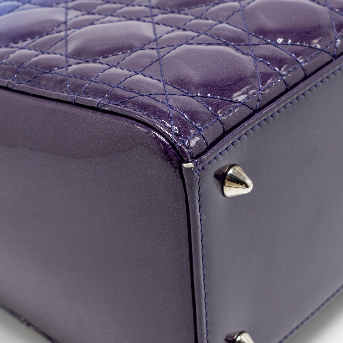 Dior medium lady dior patent leather blue/purple SHW