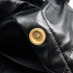 CHANEL MEDIUM 22 BAG GOLD LETTER SHINY CALFSKIN BLACK GHW(MICROCHIP)