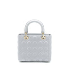 DIOR MEDIUM LADY DIOR LAMBSKIN GREY LGHW