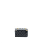 CHANEL 22K GOLD PILLAR ADJUSTABLE CHAIN LONG VANITY LAMBSKIN BLACK GHW