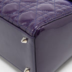 Dior medium lady dior patent leather blue/purple SHW