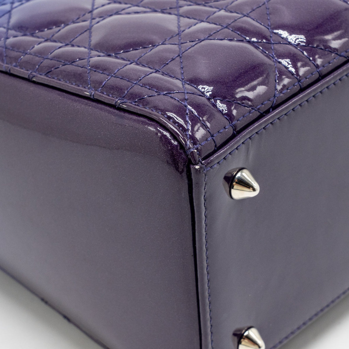 Dior medium lady dior patent leather blue/purple SHW