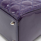 Dior medium lady dior patent leather blue/purple SHW