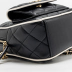 Chanel mini backpack/crossbody bag lambskin black/white LGHW (microchip)
