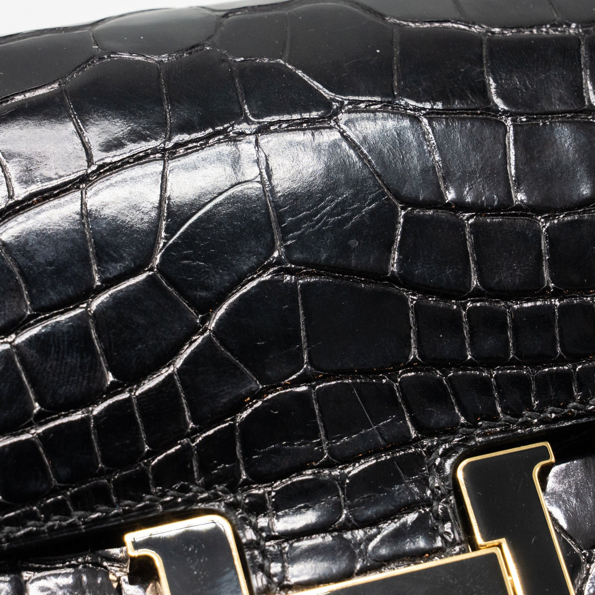 HERMES Constance To Go Alligator Mississippiensis Black with black Hardware