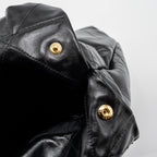CHANEL MEDIUM 22 BAG GOLD LETTER SHINY CALFSKIN BLACK GHW(MICROCHIP)