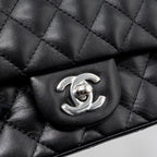 CHANEL MINI SQUARE FLAP BAG LAMBSKIN BLACK SHW (MICROCHIP)