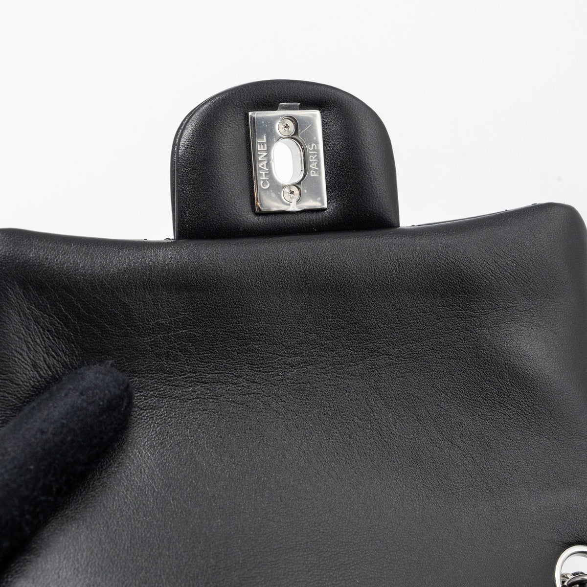 CHANEL MINI SQUARE FLAP BAG LAMBSKIN BLACK SHW (MICROCHIP)