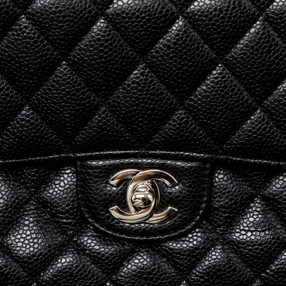 CHANEL MEDIUM CLASSIC DOUBLE FLAP BAG CAVIAR BLACK SHW