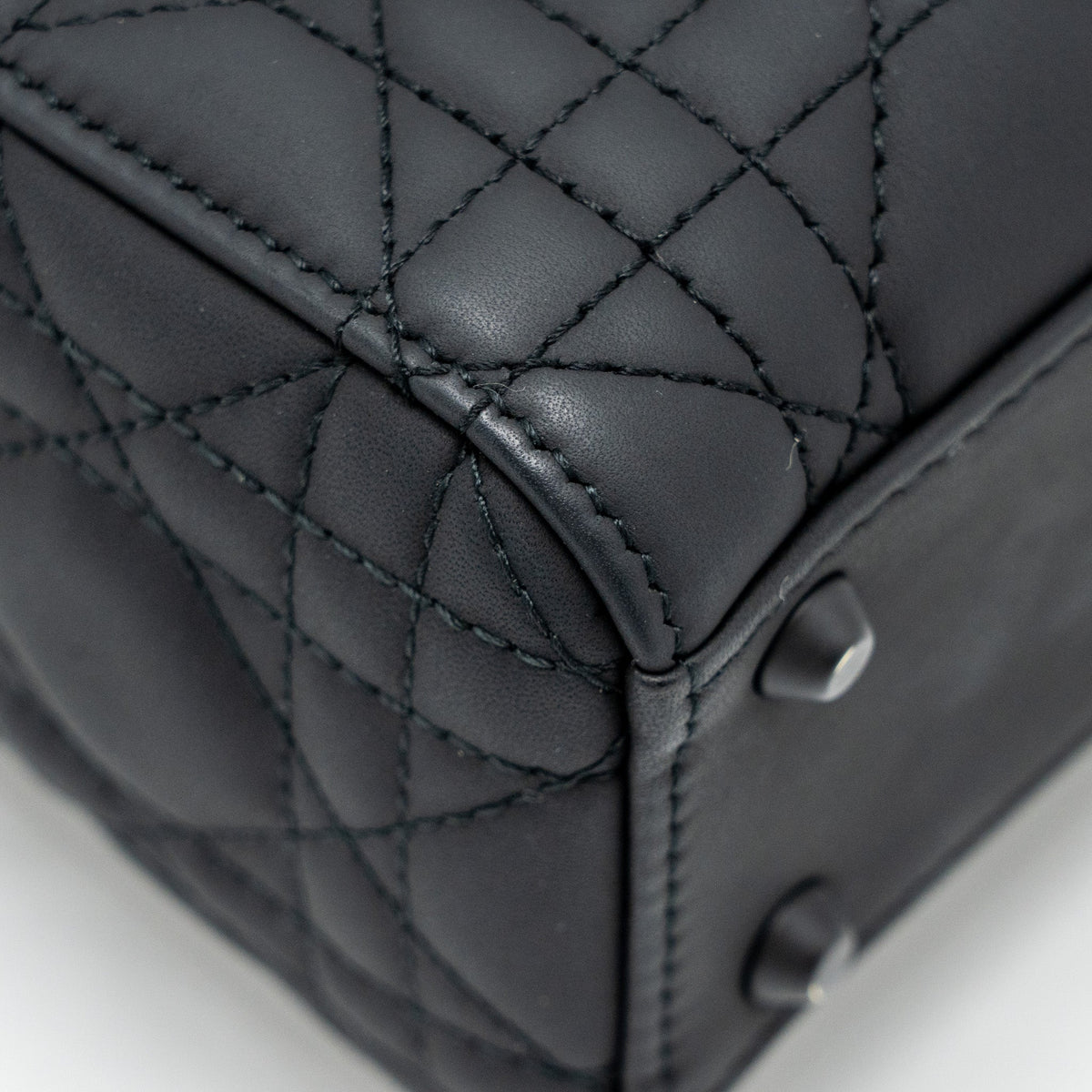 DIOR MINI LADY DIOR ULTRAMATTE CANNAGE CALFSKIN SO BLACK