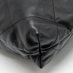 CHANEL SMALL 22 BAG WITH WHITE LETTER LOGO CALFSKIN BLACK GHW (MICROCHIP)