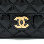 CHANEL 23C SMALL HOBO BAG SHINY CALFSKIN BLACK BRUSHED GHW (MICROCHIP)