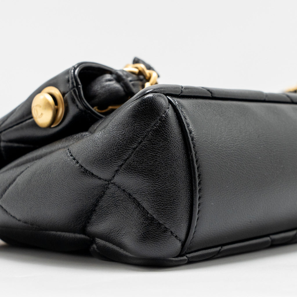 CHANEL LARGE HOBO BAG LAMBSKIN BLACK GHW (MICROCHIP)