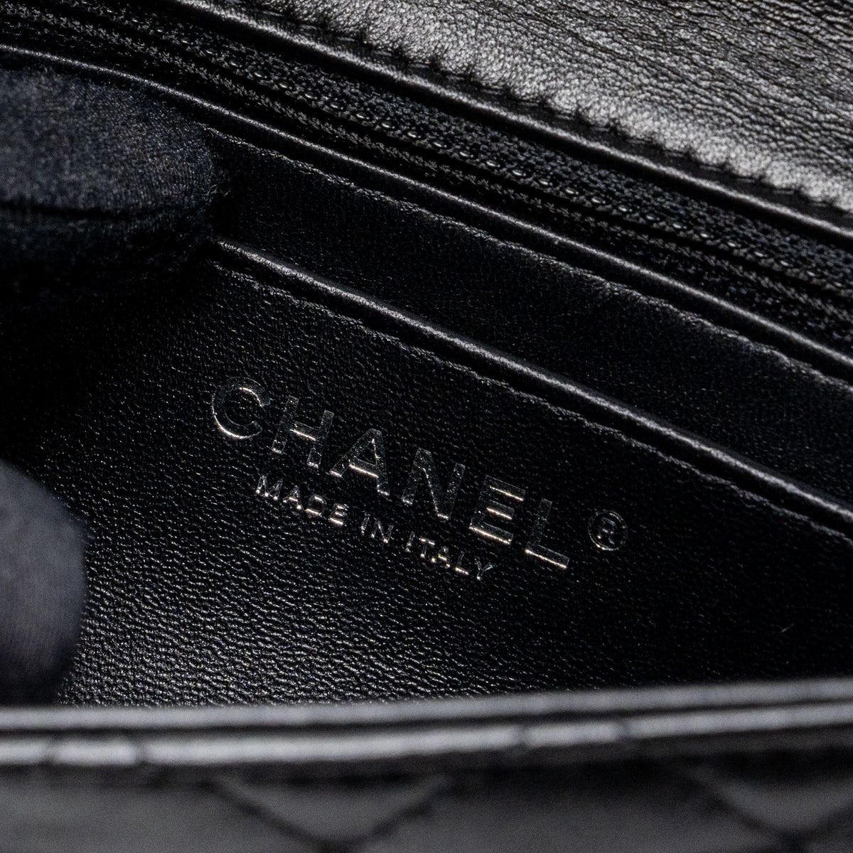 CHANEL MINI SQUARE FLAP BAG LAMBSKIN BLACK SHW (MICROCHIP)