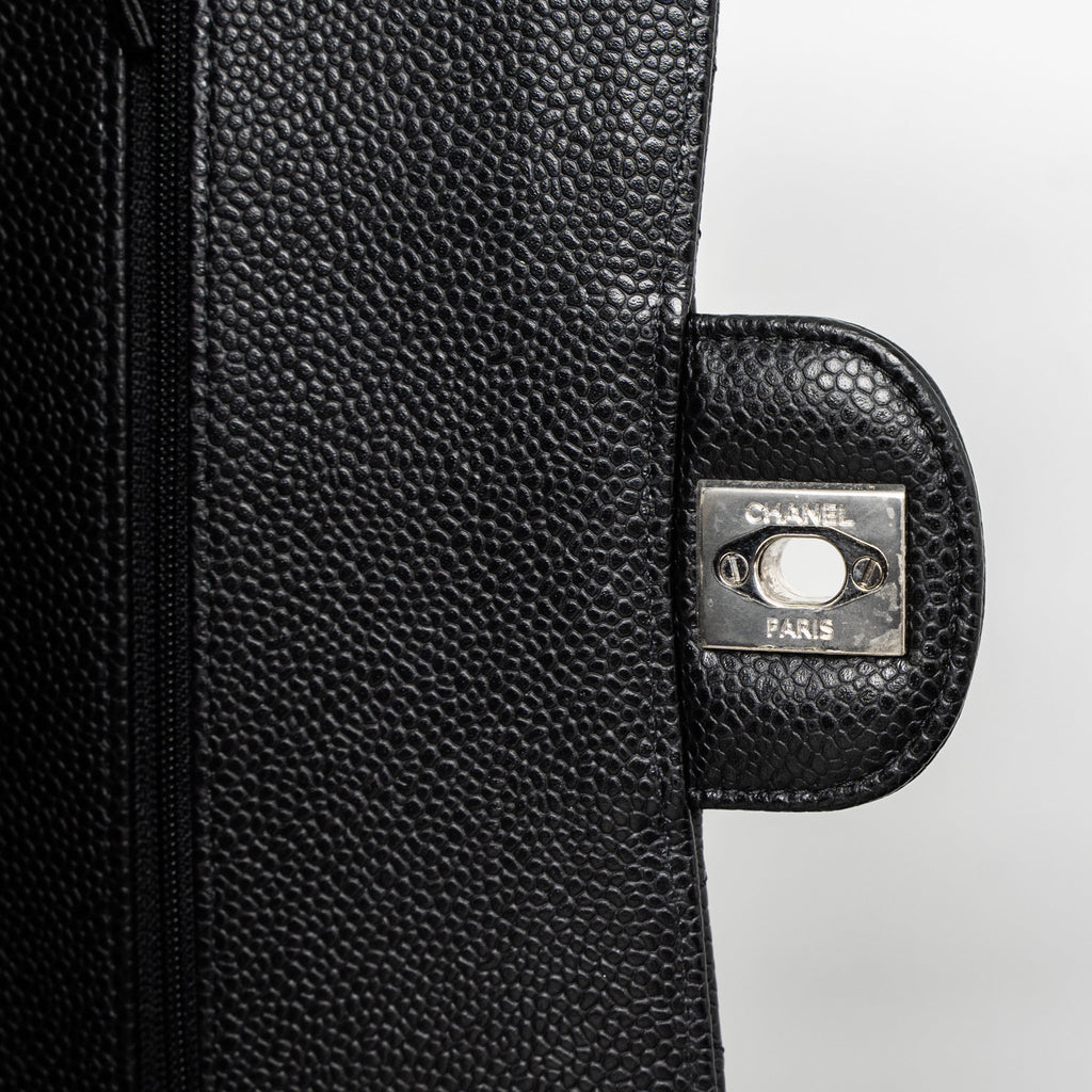 CHANEL MEDIUM CLASSIC DOUBLE FLAP BAG CAVIAR BLACK SHW