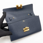 HERMES Charniere to go pouch Madame Blue Nuit GHW